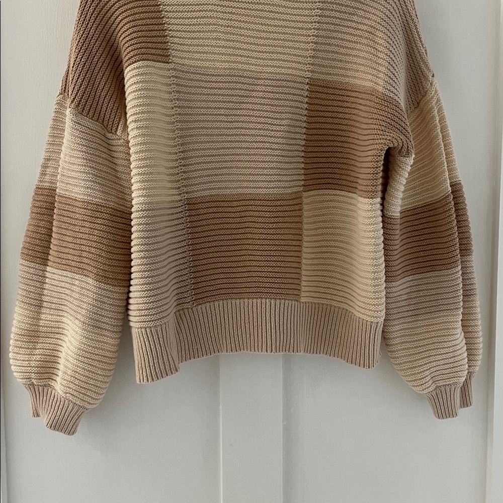 Peppermayo Tulum Nights Neutral Patchwork Knit Ch… - image 5